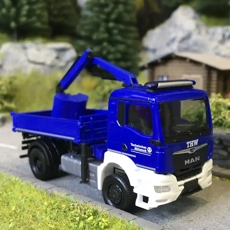 Camion-benne, MAN TGS NN, avec grue, THW Brandenburg - HERPA 319522 - HO 1/87 Dernier Modèle