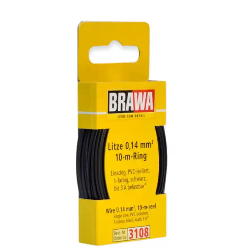 Câble 0,14 mm², Noir, 10 m - BRAWA 3108 Haute Qualité