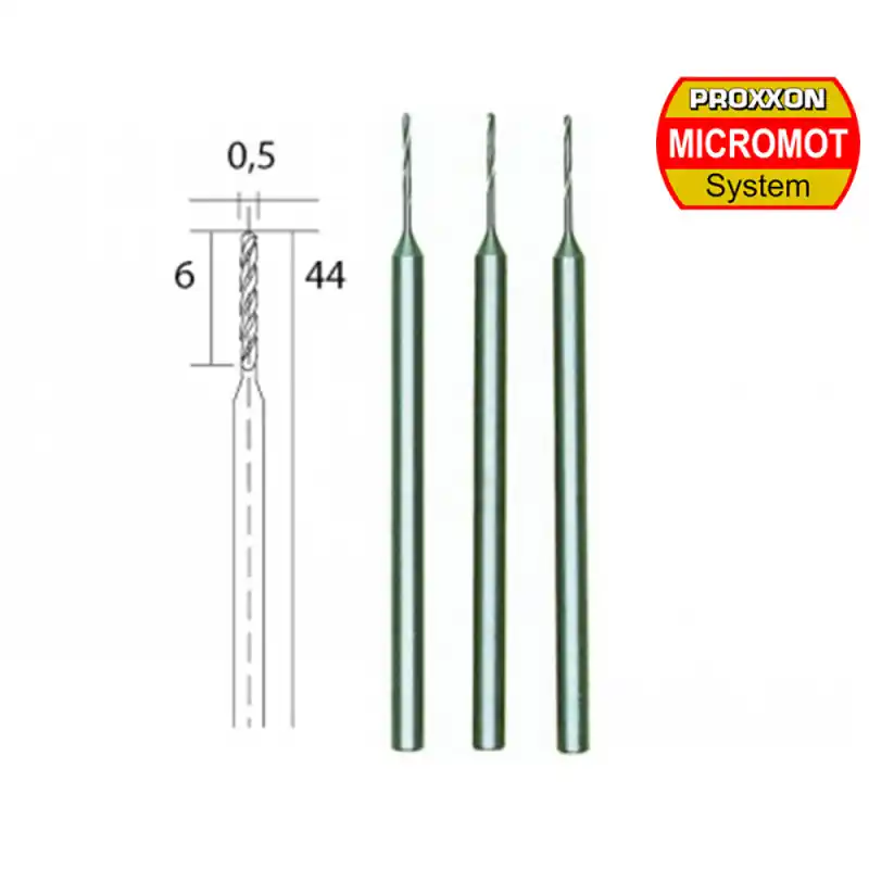 Offre Exclusive Forets HSS en acier "wolfram-vanadium", Ø 0.5 mm (x3) - PROXXON 28864