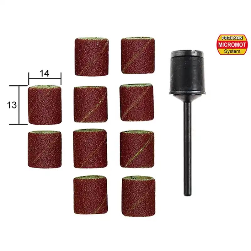 Cylindres abrasifs en corindon Ø14 mm (x10) + Tige - PROXXON 28978 Réduction