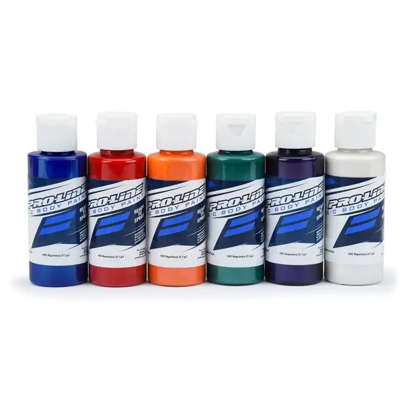 6 Peintures Aérographe, Carrosserie RC, couleurs nacrées, 60ml - Pro Line 632306 Achat Immédiat