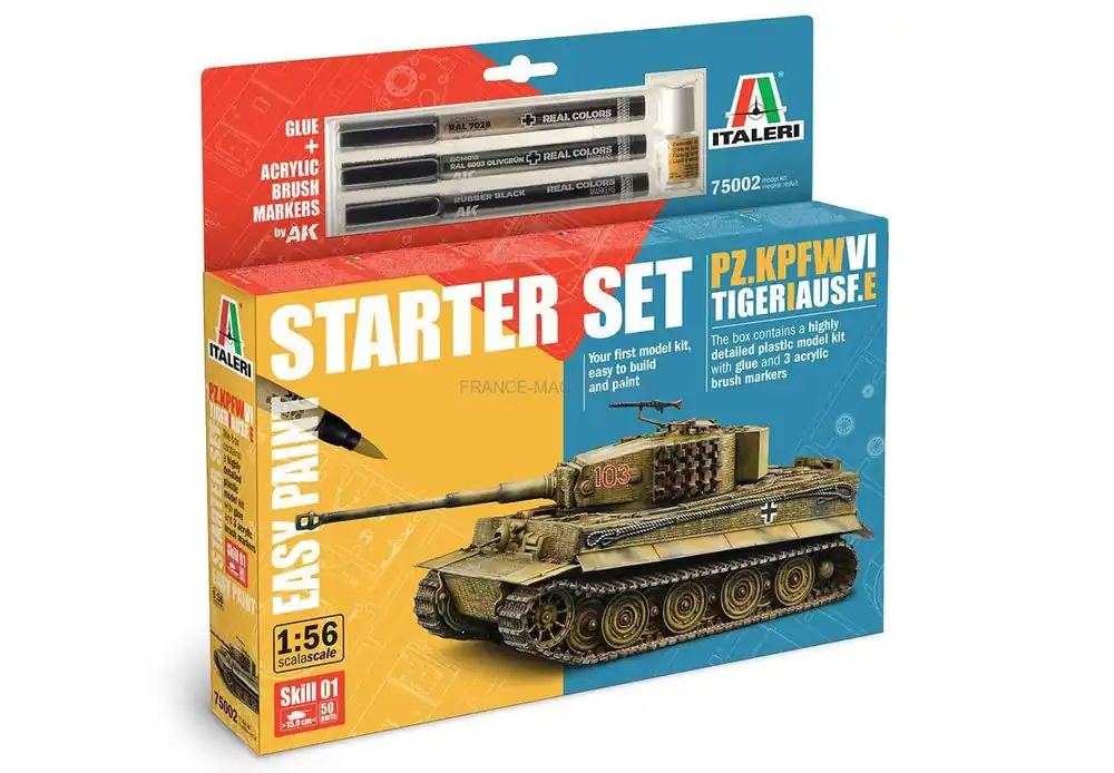Prix Cassé Starter set Pz.Kpfw.VI Tiger I Ausf.H 1/56 - Italeri 75002