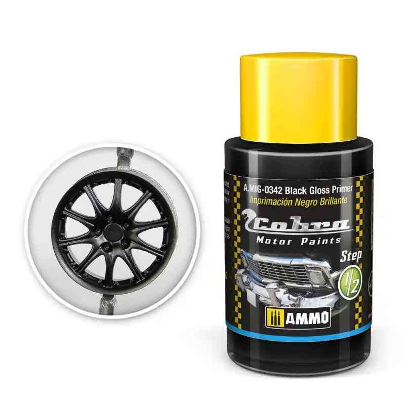 Retour Gratuit AMMO MIG 0342 Peinture Cobra Primer Noir Brillant – 30 Ml