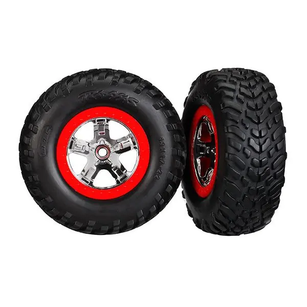 Pas Cher Roues Montees Chrome Red Beadlock (2) (4Wd F / R, 2Wd Ar) (Tsm) TRAXXAS - 5887