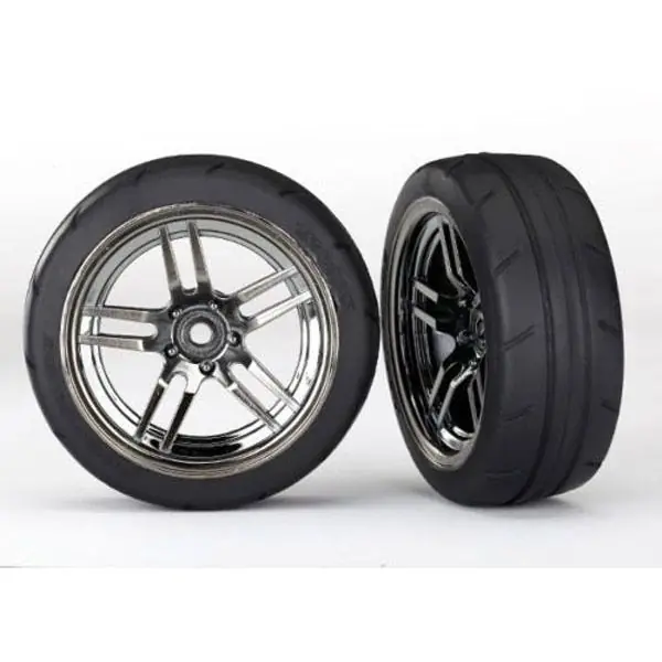Roues Montees Collees Avant Chromees Noir 1,9 (2) TRAXXAS - 8373 Top Vente