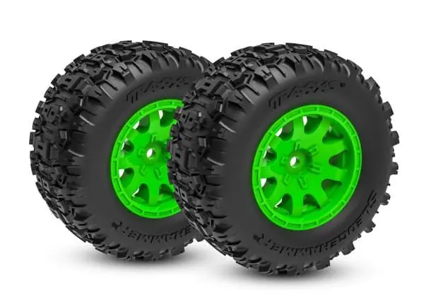 Pneus Sledghammer avant + Jantes Vertes Mini Maxx TRAXXAS - 10771-GRN Prix Cassé