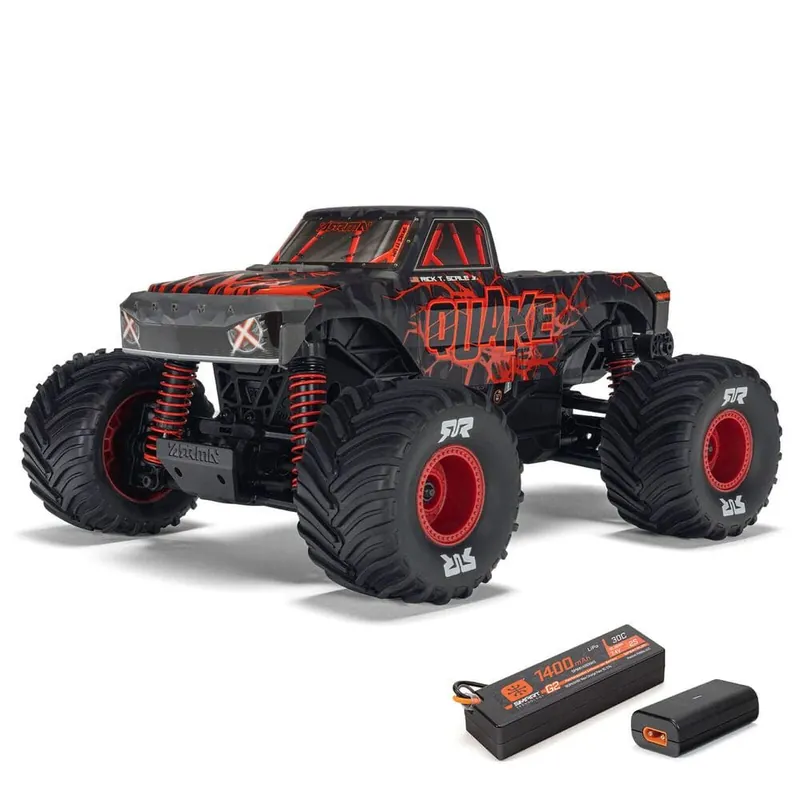 Must-Have ARRMA Monster Truck QUAKE GROM 4X4 Brushed 1/16 RTR Rouge - ARA2137T1