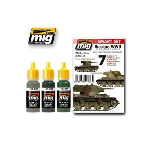 MIG peinture 7136 Set de départ Camouflage Russe WWII 3 x 17ml Commander Maintenant