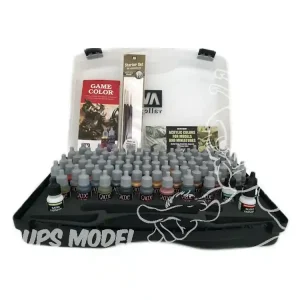Offre Du Jour Vallejo Malette Game Color 72172 Couleurs principales 72 x 17ml + 3 Pinceaux