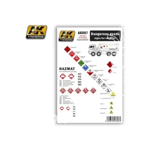 AK interactive ak807 PLANCHE DE DÉCALQUES SIGNES "TRANSPORT MATIÈRES DANGEREUSES" pour VÉHICULES 1/35 Commande En Gros