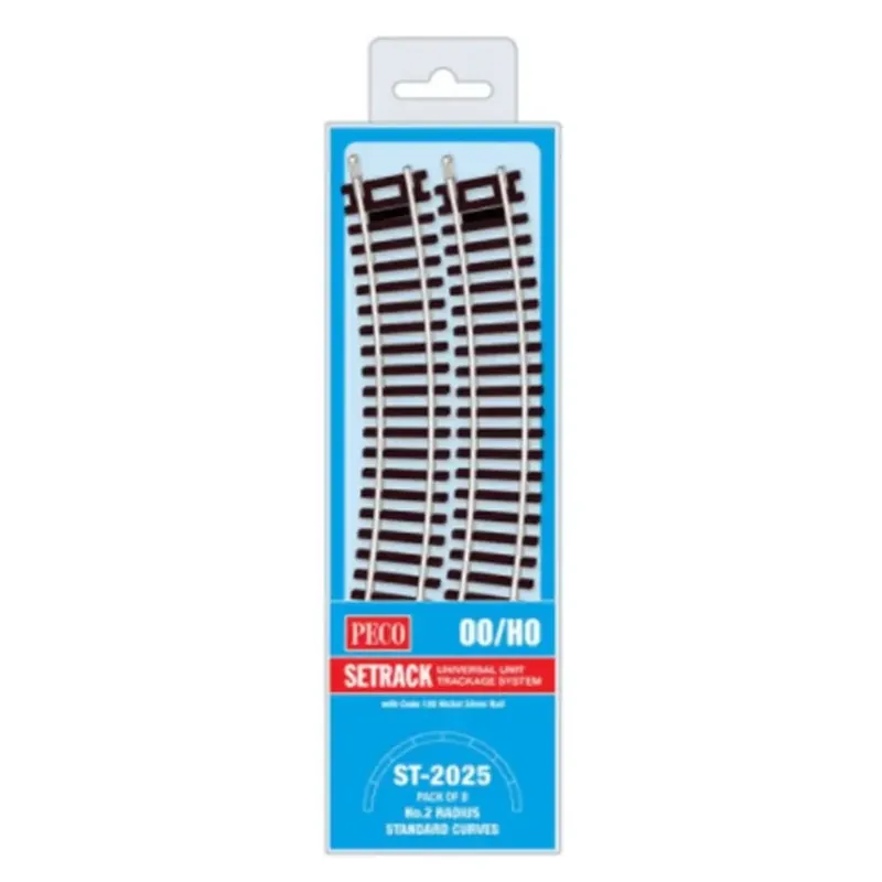 8 rails courbes rayon 438 mm 22,5° - Peco ST2025 - HO 1/87 - Code 100 Prix Bas