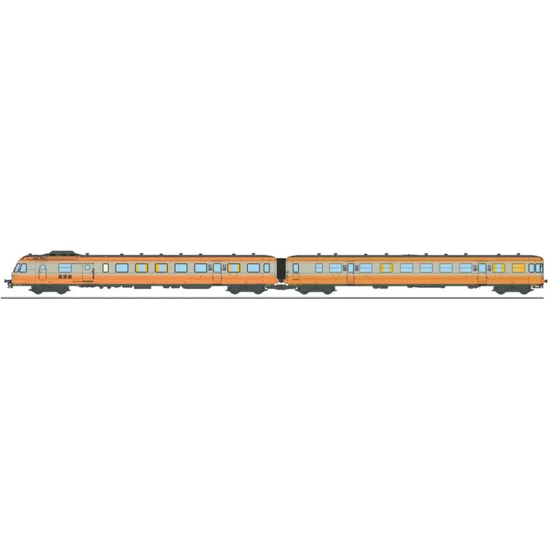 Autorail RGP 1 orange et gris béton, XBD 2735 + remorque XRABx 7735 - Ree Modèles NW361S - N 1/160 - SNCF - Ep IV-V - Digital sound - 2R Dernière Chance