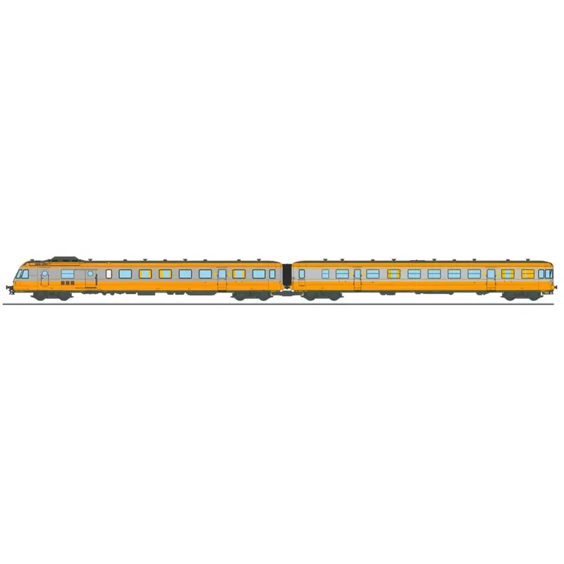 Autorail RGP 1 orange et gris métallisé, XBD 2724 + remorque XRABx 7724 - Ree Modèles NW360S - N 1/160 - SNCF - Ep IV - Digital sound - 2R Offre Exclusive