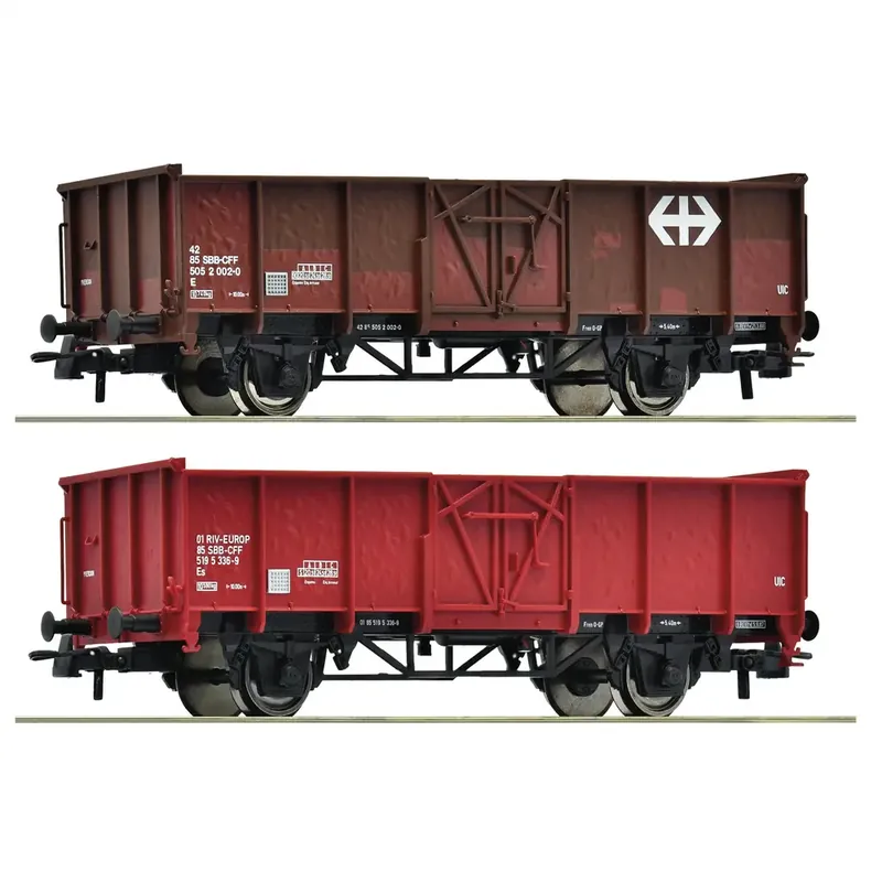 Soldes Coffret de 2 wagons de marchandises ouverts - Roco 77034 - HO 1/87 - SBB - Ep IV-V - 2R