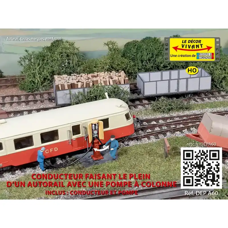 Commander Vite Conducteur faisant le plein d’un engin en actionnant une pompe à colonne - Régions & Compagnies DEPA60 - HO 1/87