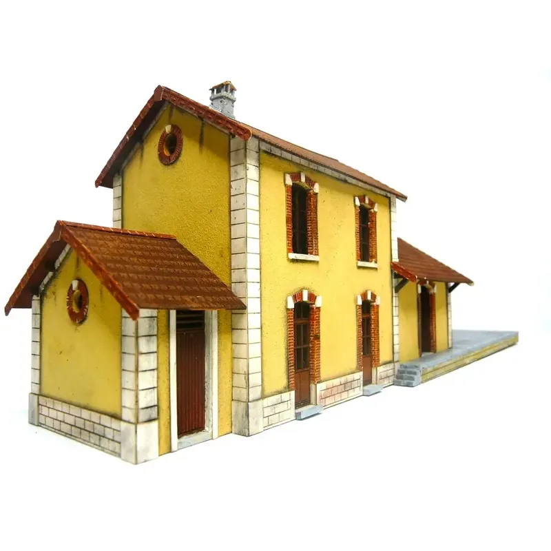 Certifié Gare des Chemins de Fer Départementaux - BOIS MODÉLISME 101025 - Échelle HO 1/87 - 314 x 83 x 100 mm