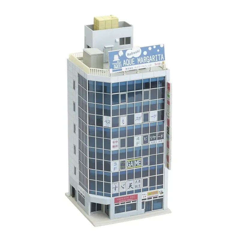 Immeuble de bureaux d‘angle Diotown Metro de 6 étages, bleu (pré-construit) - Kato K23-433A - N 1/160 Réduction