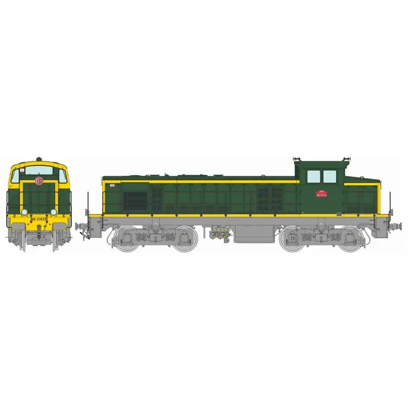 Certifié Locomotive diesel BB 63933 livrée vert 301, châssis gris, plaques en relief, (Nantes) - Ree Modèles JM019S - HO 1/87 - SNCF - Ep IV - Digital sound - 2R