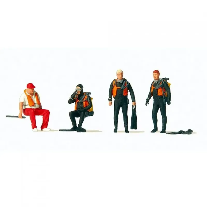 Dernier Modèle Lot de 4 personnages plongeurs Preiser 10693 - HO 1/87