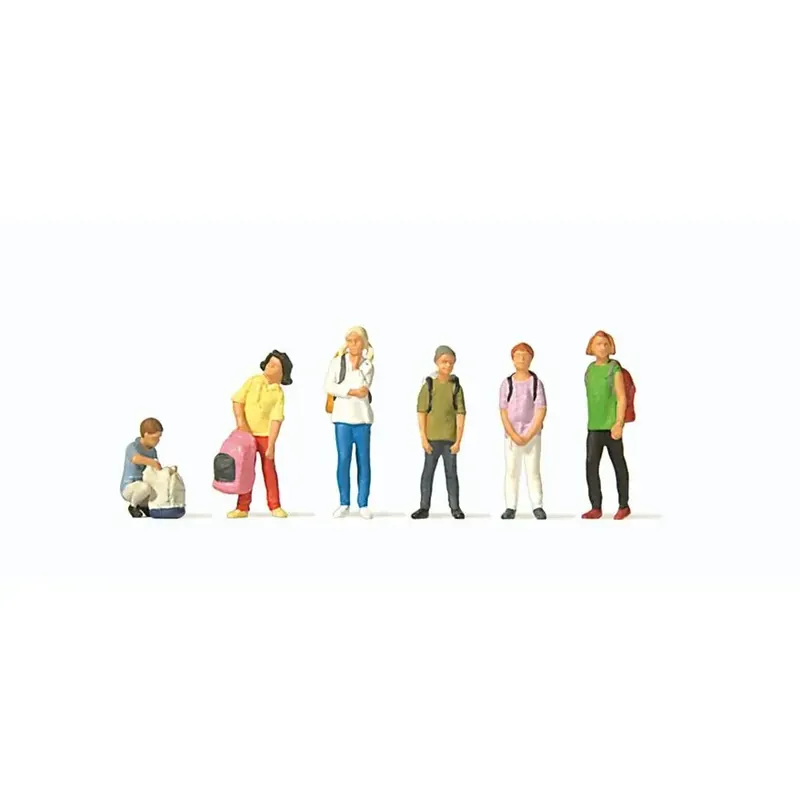 Lot de 6 personnages écoliers Preiser 10728 - HO 1/87 Prix Promo