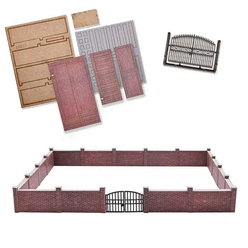 Mur de briques avec portail - Busch 1125 - HO 1/87 Prix Choc