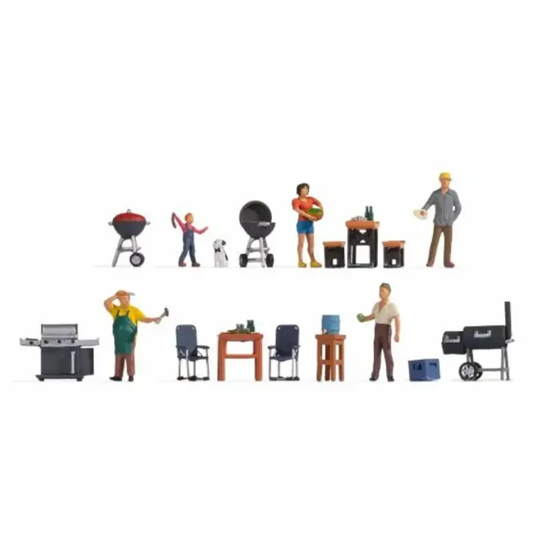 Promotion Pack de 5 personnages avec accessoires NOCH 16200 - HO 1/87 - Thème Barbecue