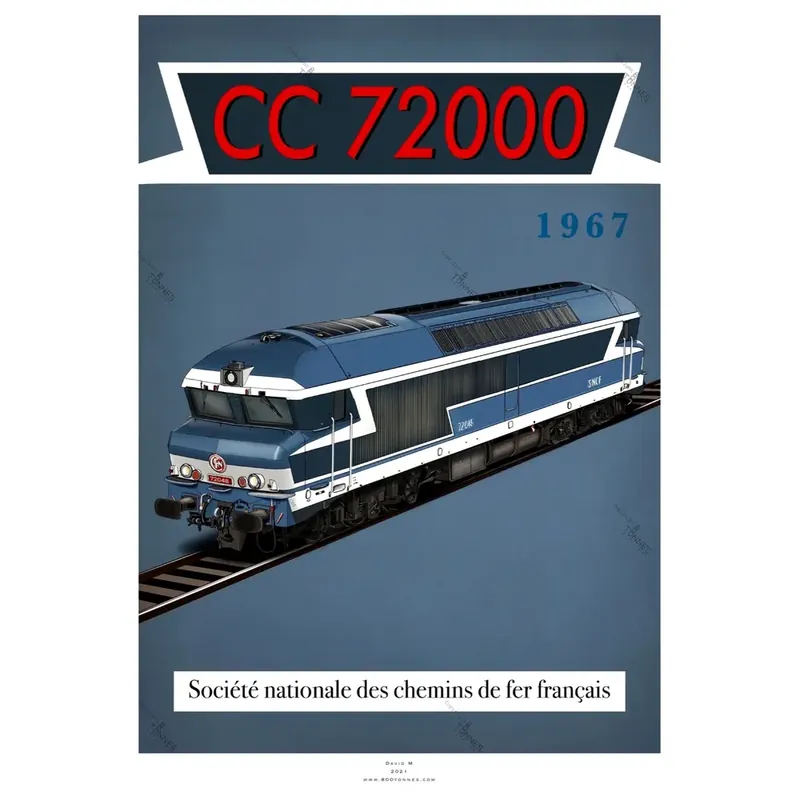 Poster Locomotive CC 72000 - 1967 - 800Tonnes 8TCC72000 - A2 42.0 x 59.4 cm - SNCF Bon Plan