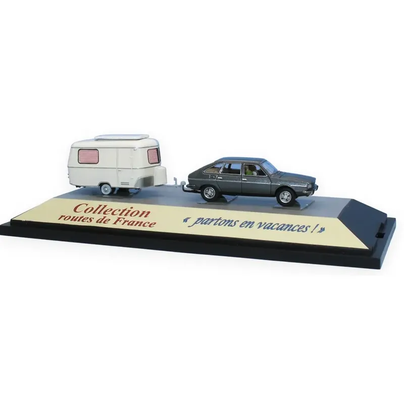 Renault 20 avec une caravane ERIBA Pan - SAI 1834 - HO 1/87e Satisfait Ou Remboursé