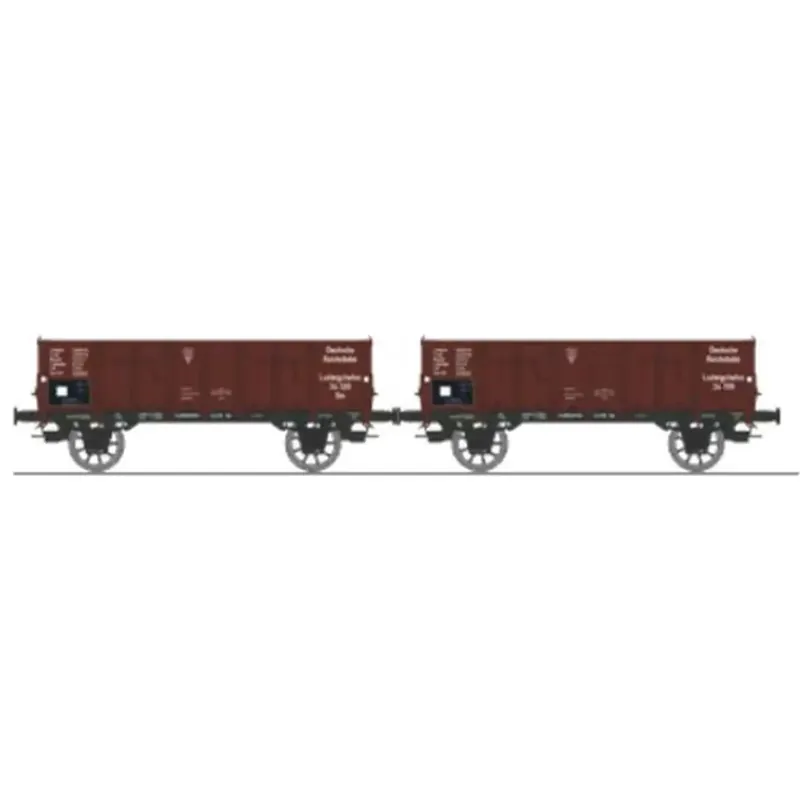 Set de 2 wagons tombereaux Ludwigshafen caisse métallique N°34 120 Om et bois N°34 199 Om - Ree Modèles WB928 - HO 1/87 - DR - Ep III - 2R Prix Réduit