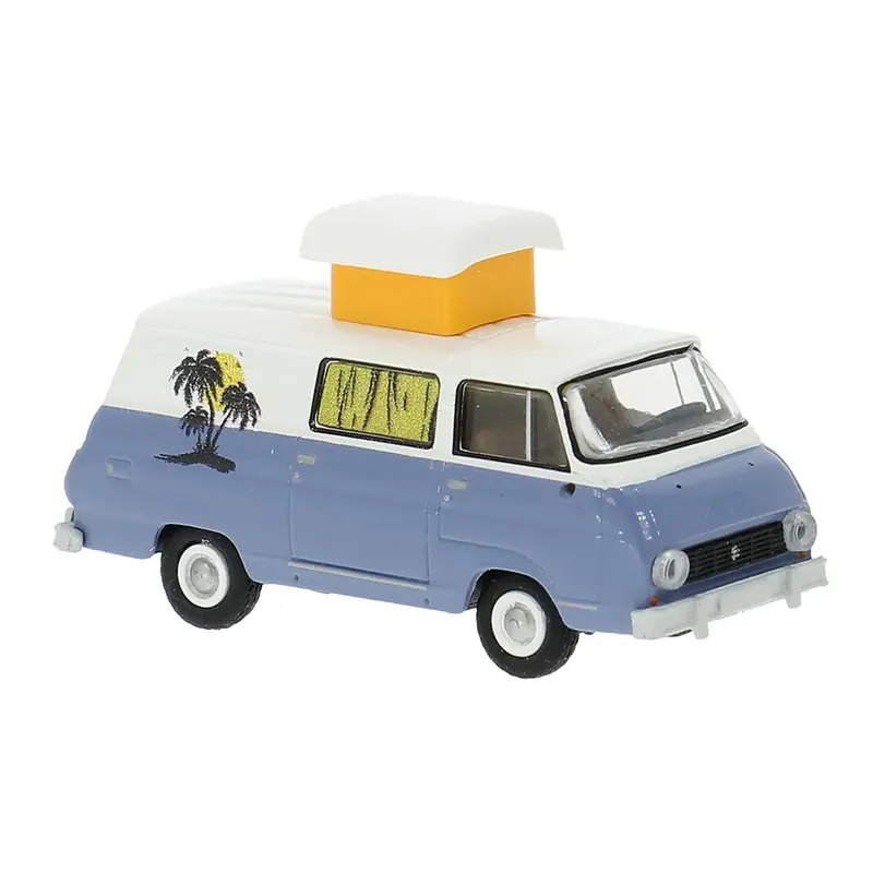 Petit Prix Skoda 1203 camping car, blanc/bleu, 1968 - Brekina 30823 - HO 1/87