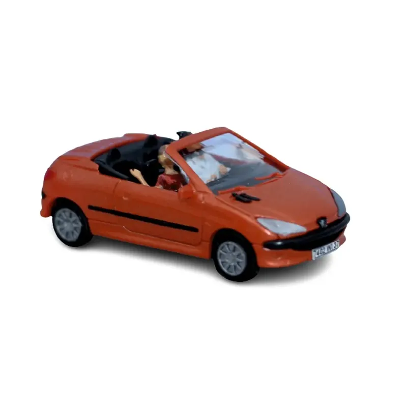Expédié Aujourd'hui Voiture Peugeot 206 CC, livrée tangerine, 2 personnages SAI 1633 - HO 1/87