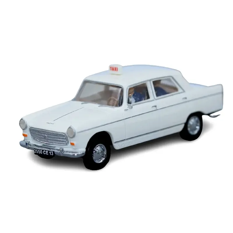 Bon Plan Voiture TAXI Peugeot 404 blanche avec conducteur et passager SAI 1630 - HO 1/87