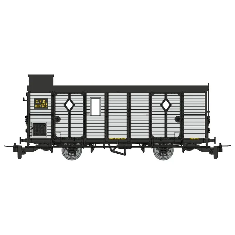 Seulement Aujourd'hui Wagon fourgon gris clair, ferrures noires, N°2612 avec cheminée - Ree Modèles VM050 - HOe/HOm - CFD - Ep III/IV - 2R