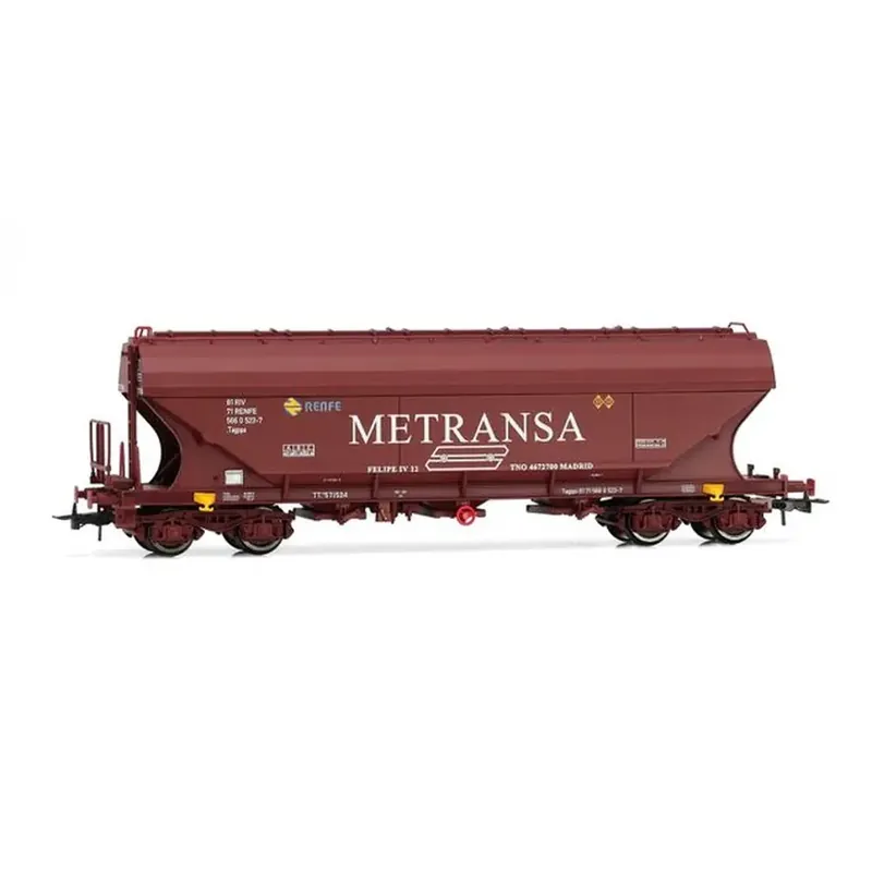 Wagon silo TT5, livrée rouge oxydé "Metransa" - Électrotren HE6068 - HO 1/87 - RENFE - Ep IV - 2R Jusqu'à Épuisement Des Stocks