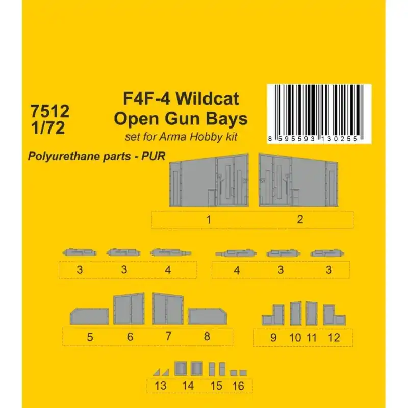 Expédition Rapide CMK 129-7512 F4F-4 Wildcat Open Gun Bays 1/72 / for Arma Hobby kit 1/72