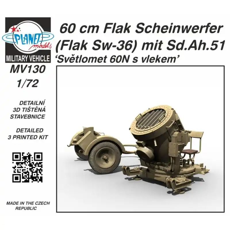 CMK 129-MV130 60 CM FLAK SCHEINWERFER (FLAK SW-36) MIT SD.AH.51 / SVĚTLOMET 60N S VLEKEM 1/72 Must-Have