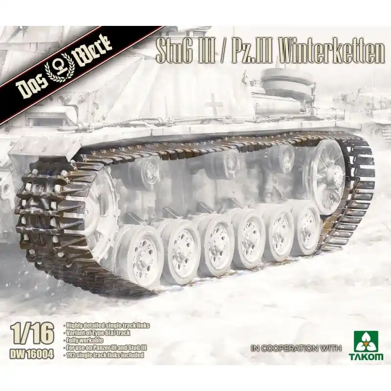 Promotion Saisonnière DAS WERK DW16004 MAQUETTE MILITAIRE CHENILLES HIVER POUR STUG III / PZ. III 1/16
