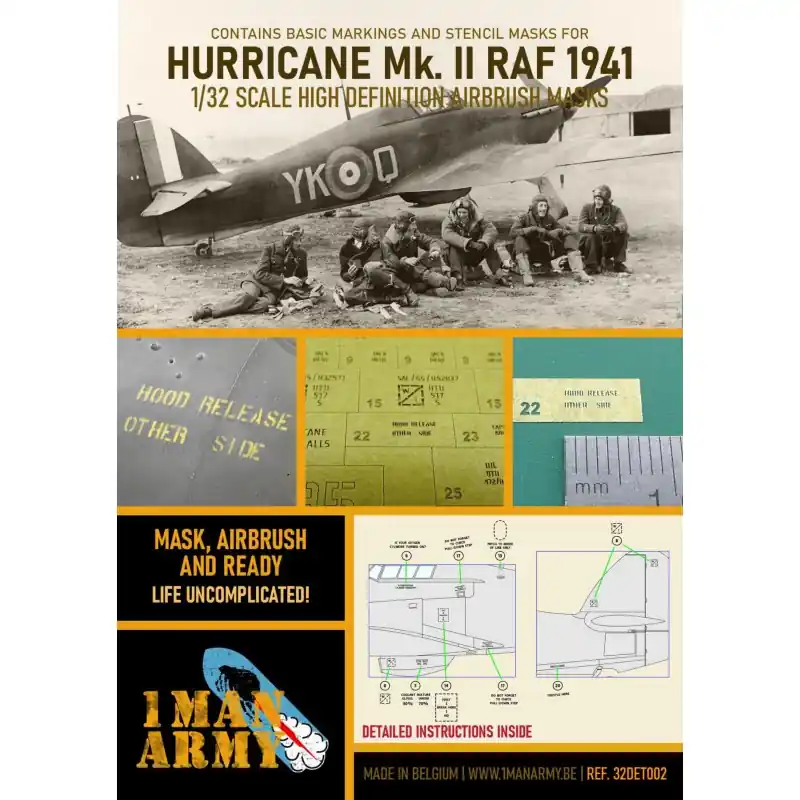 Prix Choc 1 MAN ARMY 32DET002 MASK WH HAWKER HURRICANE MKII RAF1942 (REVELL) 1/32