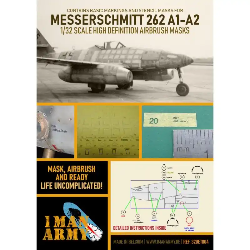 1 MAN ARMY 32DET004 MASK WH ME 262 A1/A2 1/32 Vente Flash