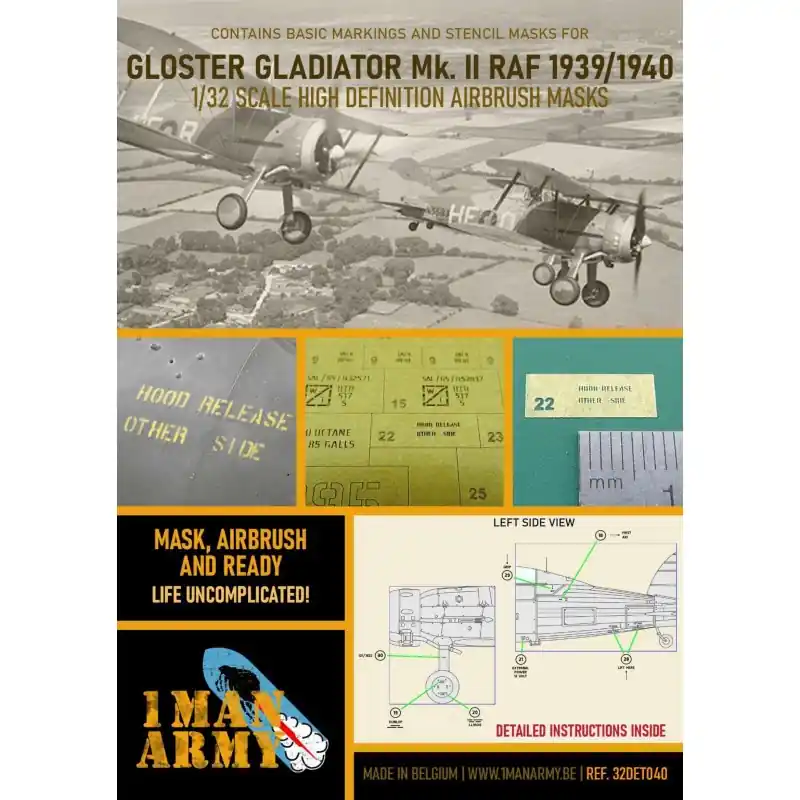 Livraison Express 1 MAN ARMY 32DET036 MASK GLOSTER GLADIATOR 1/32
