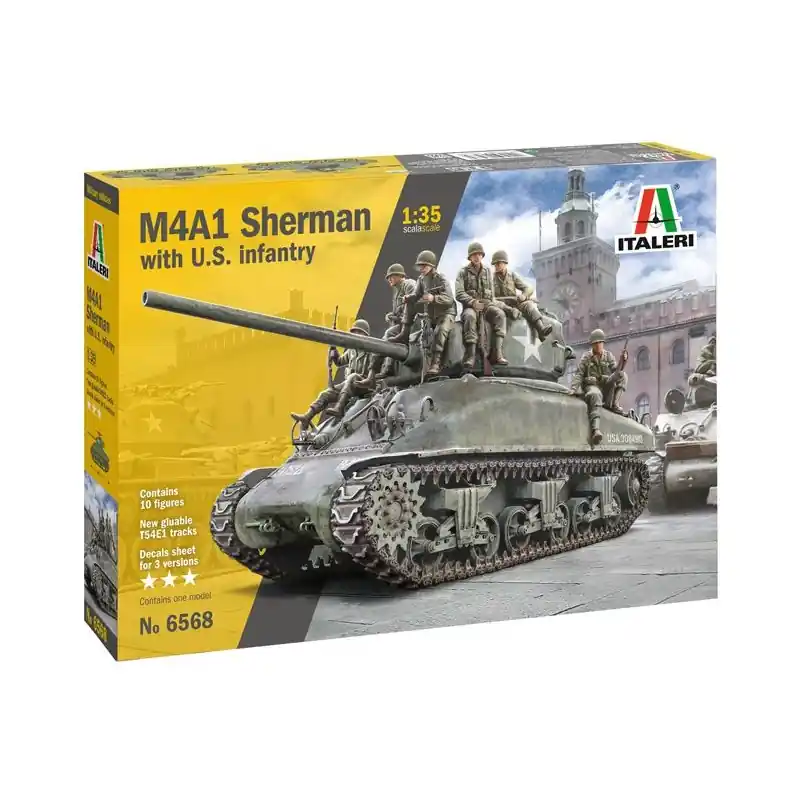 Top Vente ITALERI 6568 MAQUETTE MILITAIRE CHAR M4A1 SHERMAN AVEC INFANTERIE AMÉRICAINE 1/35