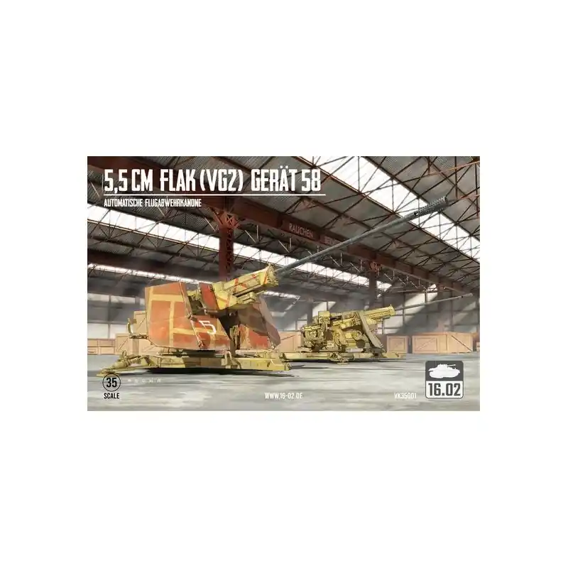 16.02 VK35001 MAQUETTE MILITAIRE 5,5CM FLAK (VG2) GERÄT 58 1/35 Prix Choc