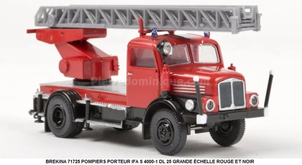 *SOLDES* - BREKINA 71725 POMPIERS PORTEUR IFA S 4000-1 DL 25 GRANDE ÉCHELLE ROUGE ET NOIR Expédié Aujourd'hui