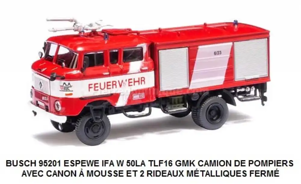 *SOLDES* - ESPEWE IFA W 50LA TLF16 GMK CAMION DE POMPIERS DE LA VILLE D‘ERFURT AVEC CANON Ã MOUSSE ET 2 RIDEAUX MÉTALLIQUES FERMÉ Dernière Chance