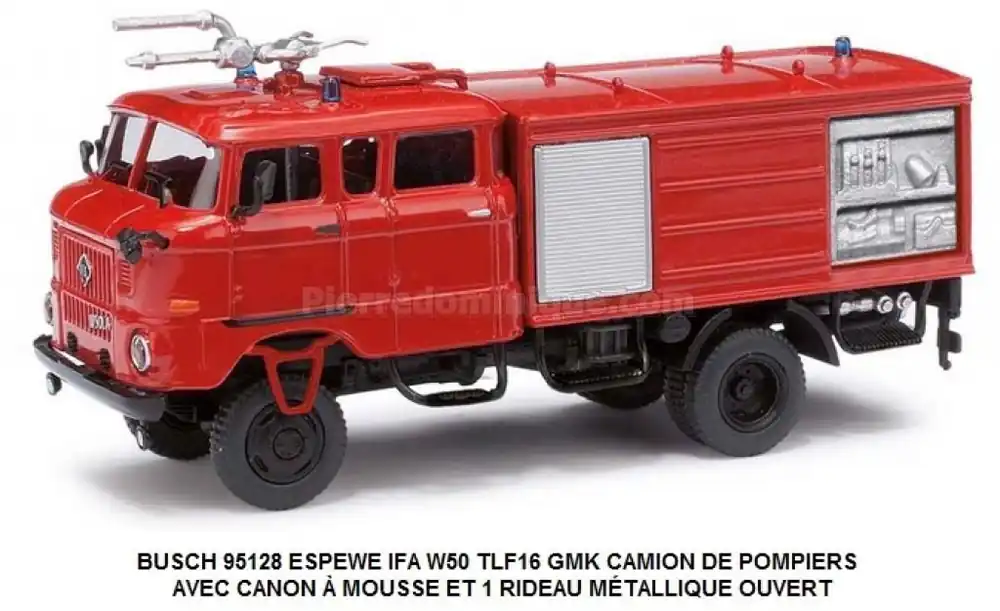 *SOLDES* - ESPEWE IFA W50 TLF16 GMK CAMION DE POMPIERS AVEC CANON Ã MOUSSE ET 1 RIDEAU MÉTALLIQUE OUVERT Quantité Limitée