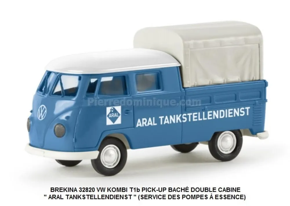 *SOLDES* - VW KOMBI T1b PICK-UP BACHÉ DOUBLE CABINE ARAL TANKSTELLENDIENST (SERVICE DES POMPES A ESSENCE) Seulement Aujourd'hui