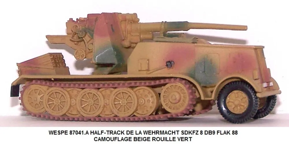 *SOLDES* - HALF-TRACK DE LA WEHRMACHT SDKFZ 8 DB9 FLAK 88 CAMOUFLAGE BEIGE ROUILLE VERT Bon Marché