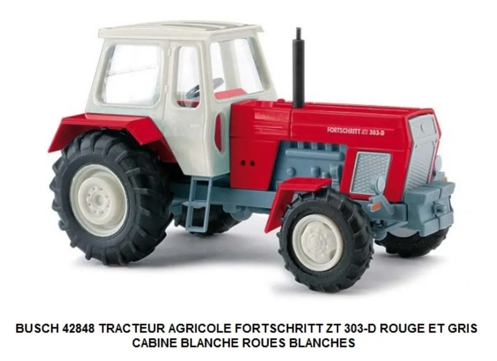 *SOLDES* - TRACTEUR AGRICOLE FORTSCHRITT ZT 303-D ROUGE ET GRIS CABINE BLANCHE ROUES BLANCHES Promotion