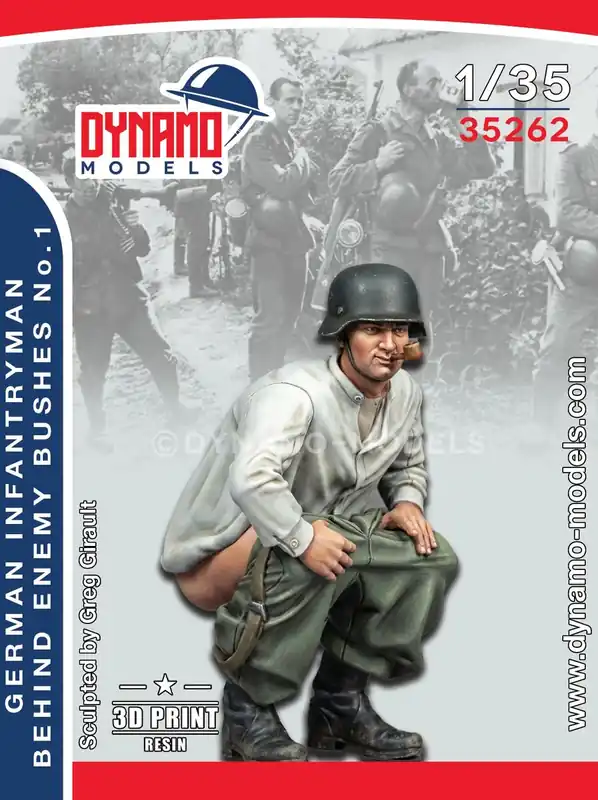 NEW! Dynamo-Models 35262 German Infantryman Behind Enemy Bush 1939-1942 No.1 (1 Figure / 3D-Printed) Expédition Rapide