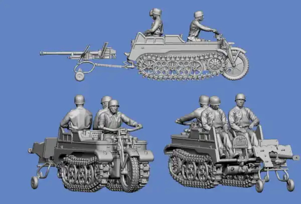 Prix Choc NEW! Germania-Figuren 72-WW2-2023 WW2 Paratroopers Battle Of Monte Casino Hunter On Kettenkrad